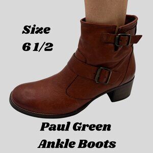 Paul Green Brown Leather Ankle Boots – Size 6.5